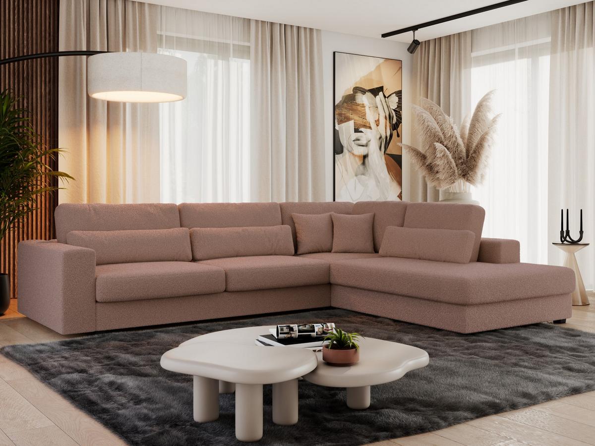 ECKSOFA Savona Rosa Boucle - rechts - Schwarz/Rosa, Kunststoff/Textil (249/316cm) - MKS
