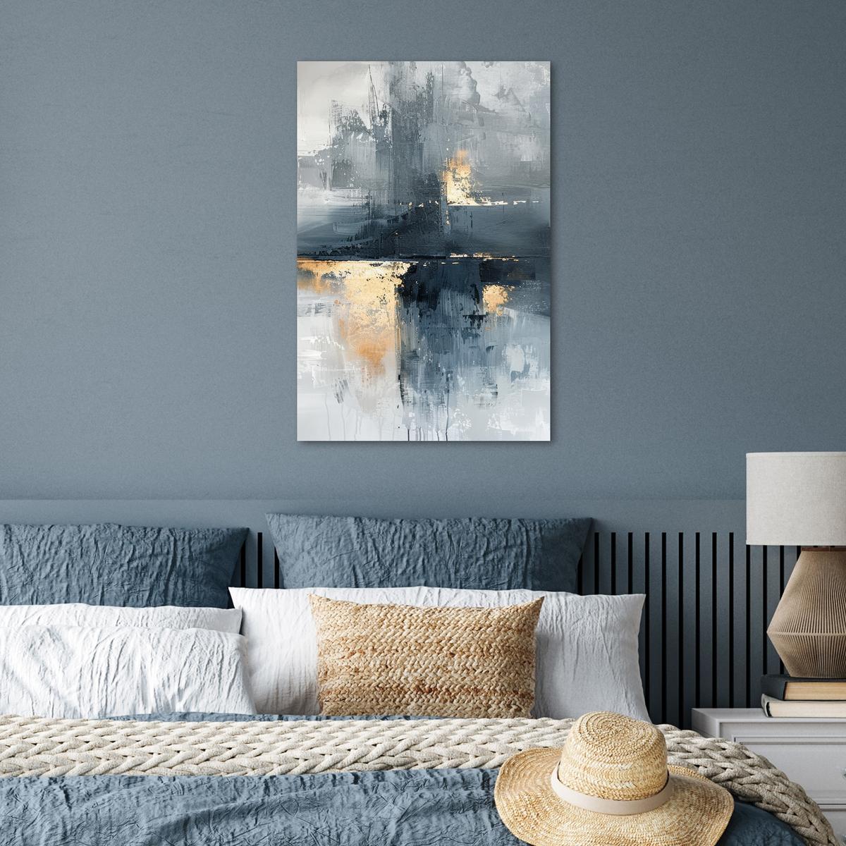 POSTER Kunst - Grau - Gold - Abstrakt Wanddeko 40x60 cm - Dunkelgrau, Papier (40/60/0.1cm) - MuchoWow