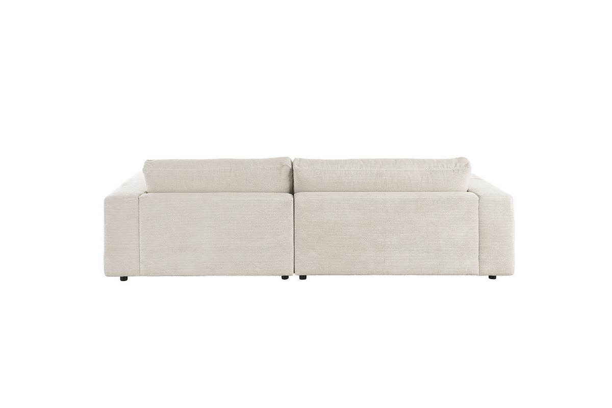 ECKSOFA MADELINE Cremeweiß Cord - Creme/Schwarz, Kunststoff/Textil (270/190cm) - KAWOLA