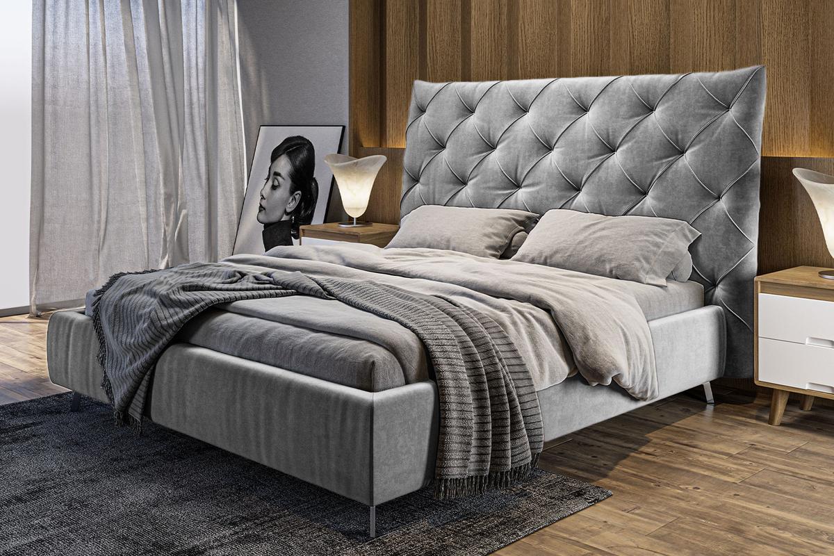 POLSTERBETT ANNY Silber Velvet - Silberfarben, Textil (180/200cm) - KAWOLA