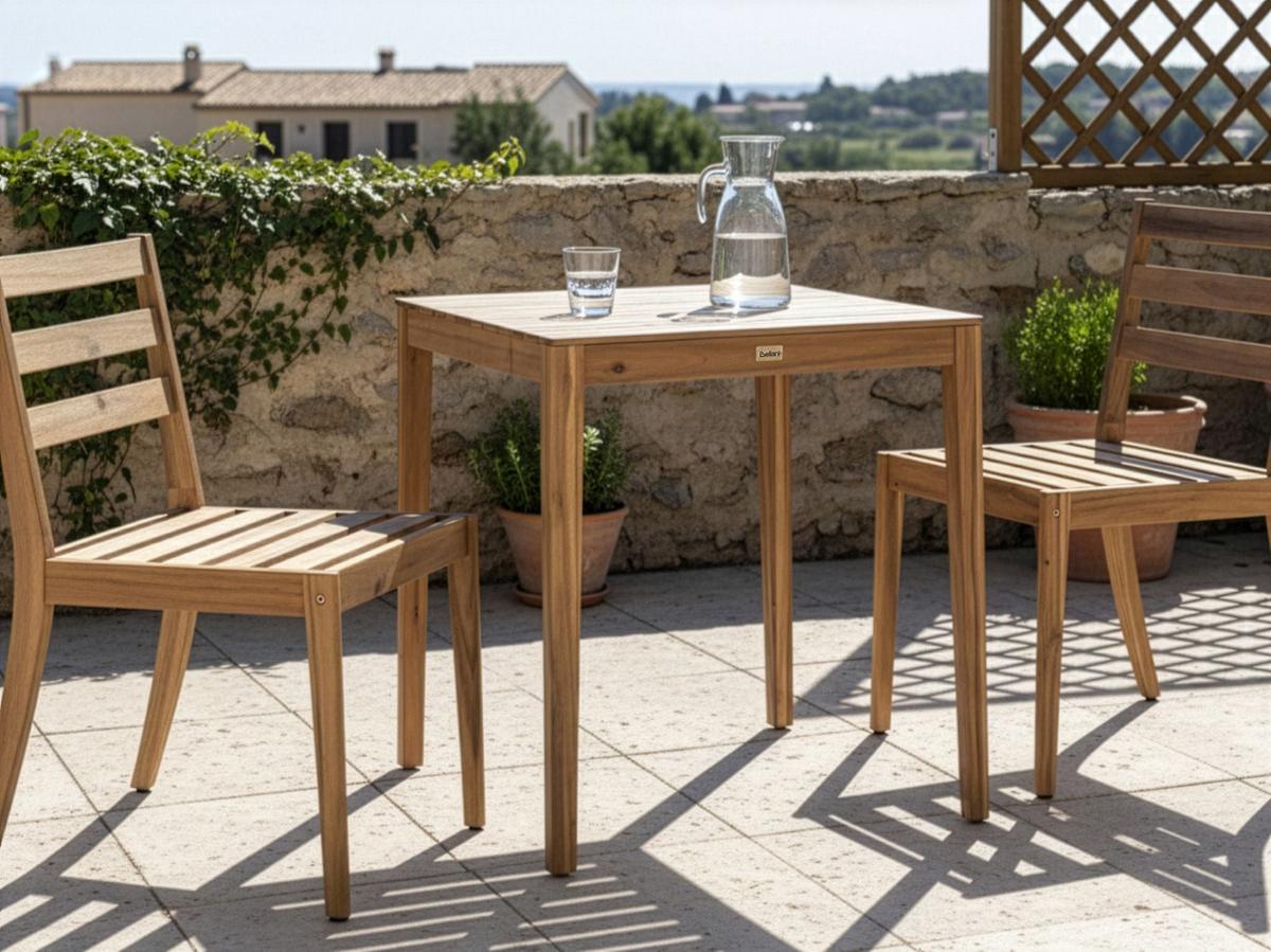 BISTROTISCH 70/70 cm zertifiziertes Akazienholz Hellbraun Chioggia - Hellbraun, Holz (70/70/75cm) - Beliani