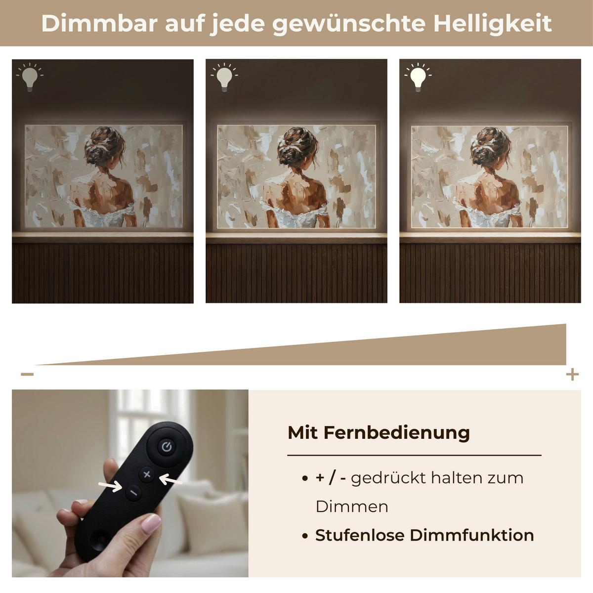WANDLEUCHTE MIT AKKU Frau - Farbe - Abstrakt - Beige - Modern 60x40 cm - Hellbraun, Holzwerkstoff (60/40/8cm) - OnlyWow