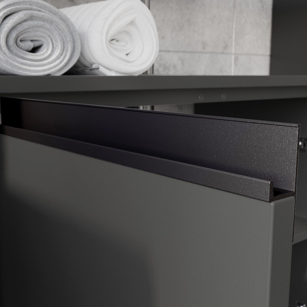 BADSCHRANK schmal HAMBURG Soft-Close, 33x121x34 cm | Graphit - Schwarz, Holzwerkstoff (33/121/34cm) - KADIMA DESIGN