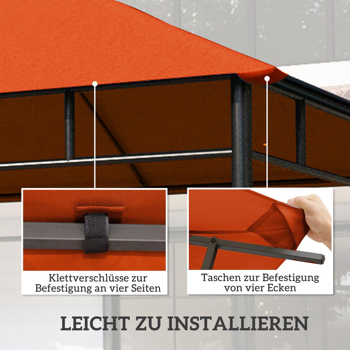 PAVILLONDACH, Sonnenschutz, Orange - Orange, Kunststoff (298/1/298cm) - Outsunny