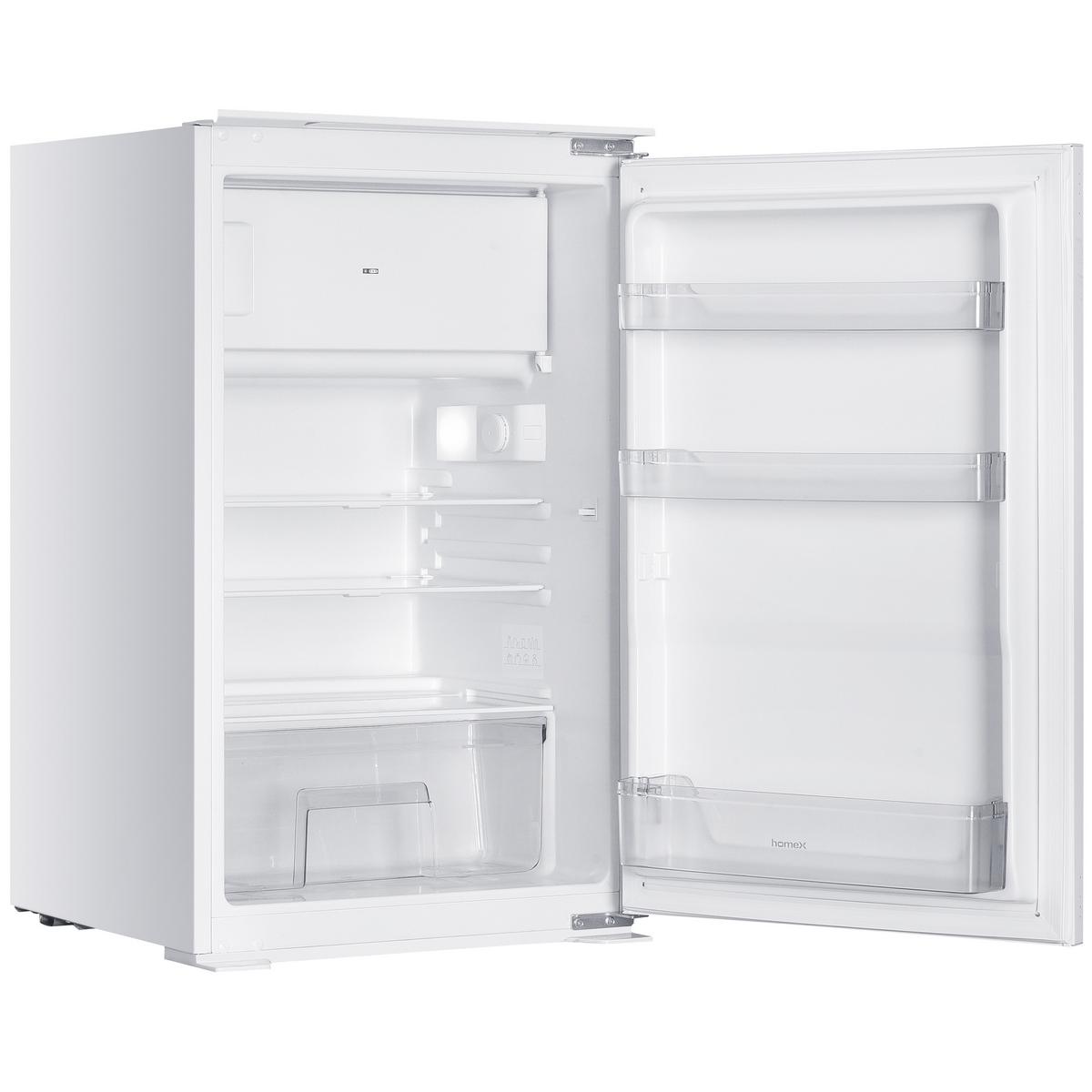 KÜHLSCHRANK Einbau, mit Gefrierfach, 88cm Nische, 118 Liter, Schlepptürtechnik, CFB1181E - Weiß, Glas/Kunststoff (54/89/54cm) - homeX