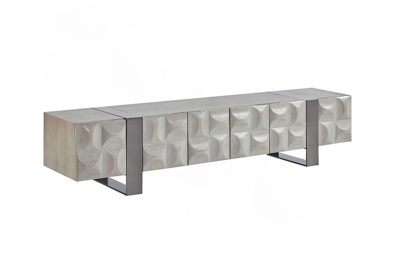 LOWBOARD MARGO Grau Holz, Metall - Grau, Holzwerkstoff/Metall (200/42/40cm) - KAWOLA