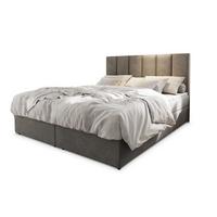 BOXBETT MERIL 180x200 cm mit Matratze und Topper - Grau - Grau, Holz (180/200cm) - MASSENO