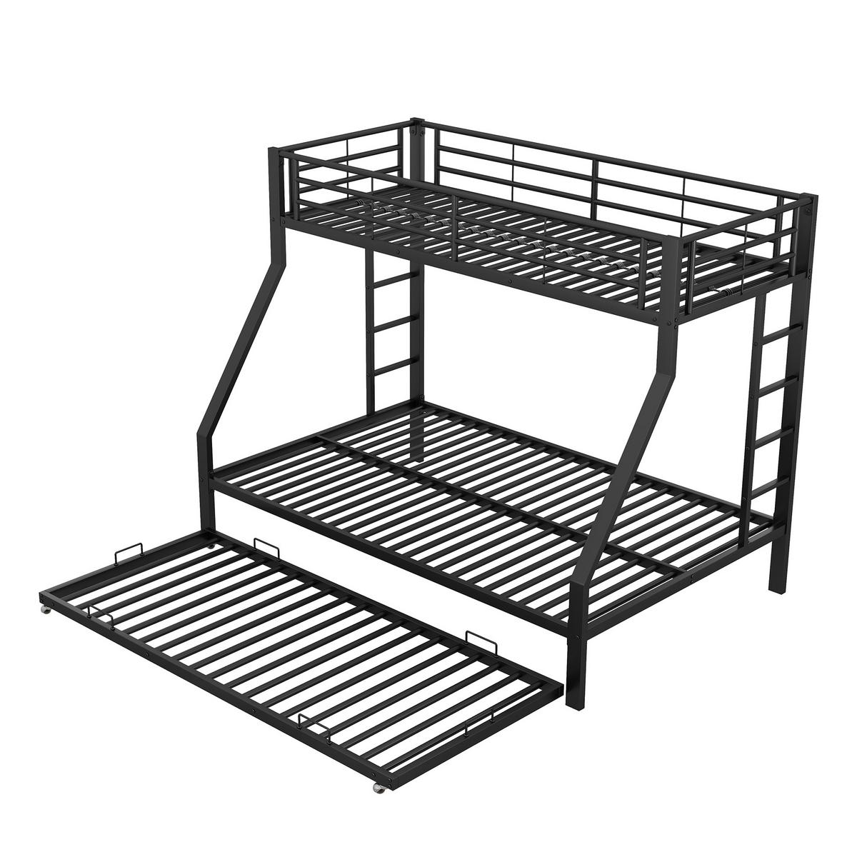 ETAGENBETT metall schwarz 90x200cm mit ausziehbett - Schwarz, Metall (90/200cm) - Urban Meuble