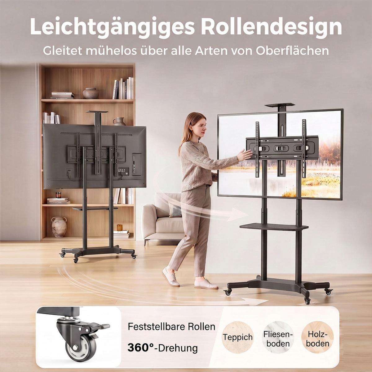 MOBILER-TV-STÄNDER Metall Schwarz - Schwarz, Metall (64.8/189/85.3cm) - HOMCOM