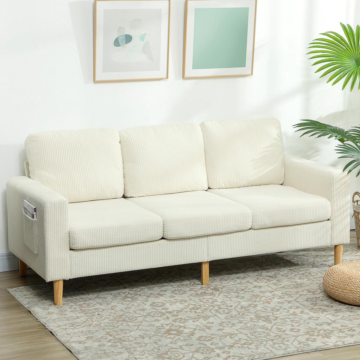 SOFA Oryvith 192/80/85cm - Beige, Textil (80/85/192cm) - ZMH