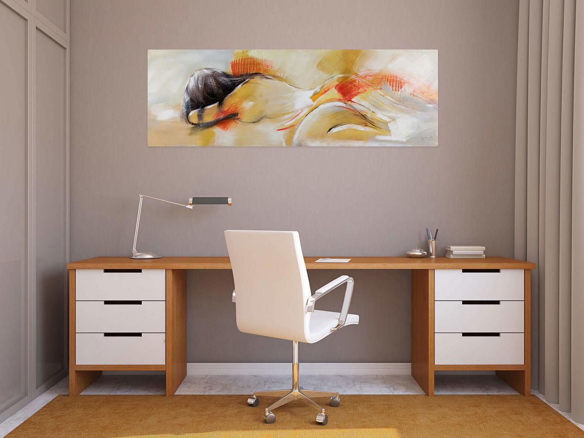 ÖLGEMÄLDE 150/50 cm - Gelb/Orange, Holz/Textil (150/50cm) - KUNSTLOFT