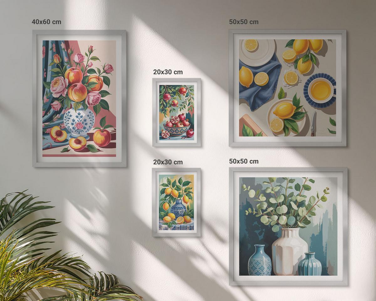 BILDER SET 5er Set - 50x50 cm & 20x30 cm & 40x60 cm Silberner Rahmen - Matisses stilvolle Figuren - Silberfarben, Kunststoff (40/60cm) - TULUP