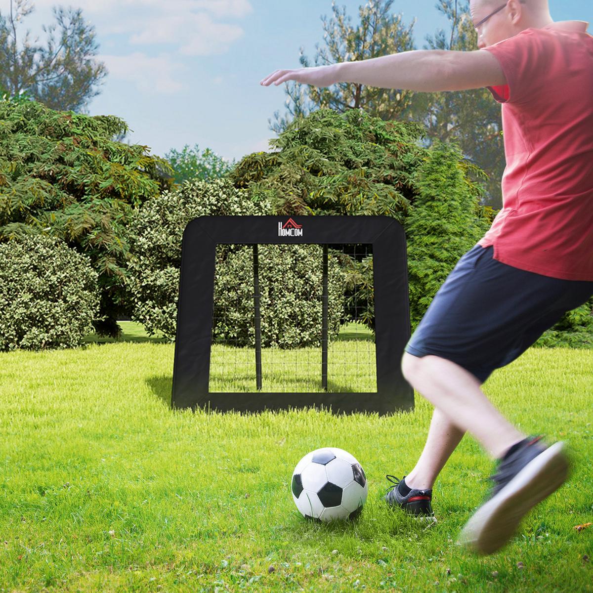 FUSSBALL Rebounder klappbar Kickback Tor Rückprallwand verstellbar Stahl Schwarz - Schwarz, Metall (118/128cm) - HOMCOM