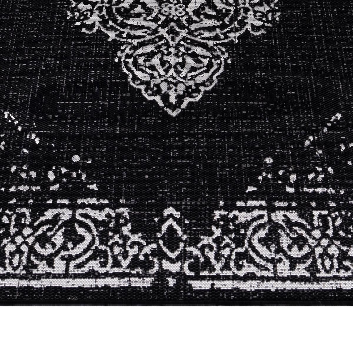 TEPPICH Outdoor SARNTAL in Schwarz, im Vintage-Stil, aus Polypropylen, 120 x 170 cm - Schwarz, Textil (120/170cm) - KADIMA DESIGN