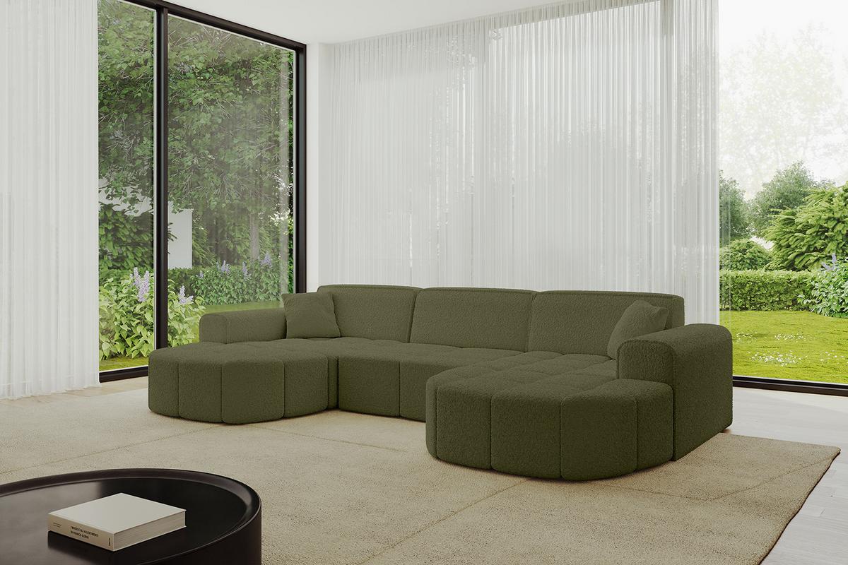 WOHNLANDSCHAFT LIVO-U1 - 315x173x79,5 cm Grün - Grün, Holzwerkstoff/Textil (315/79/173cm) - ALTDECOR