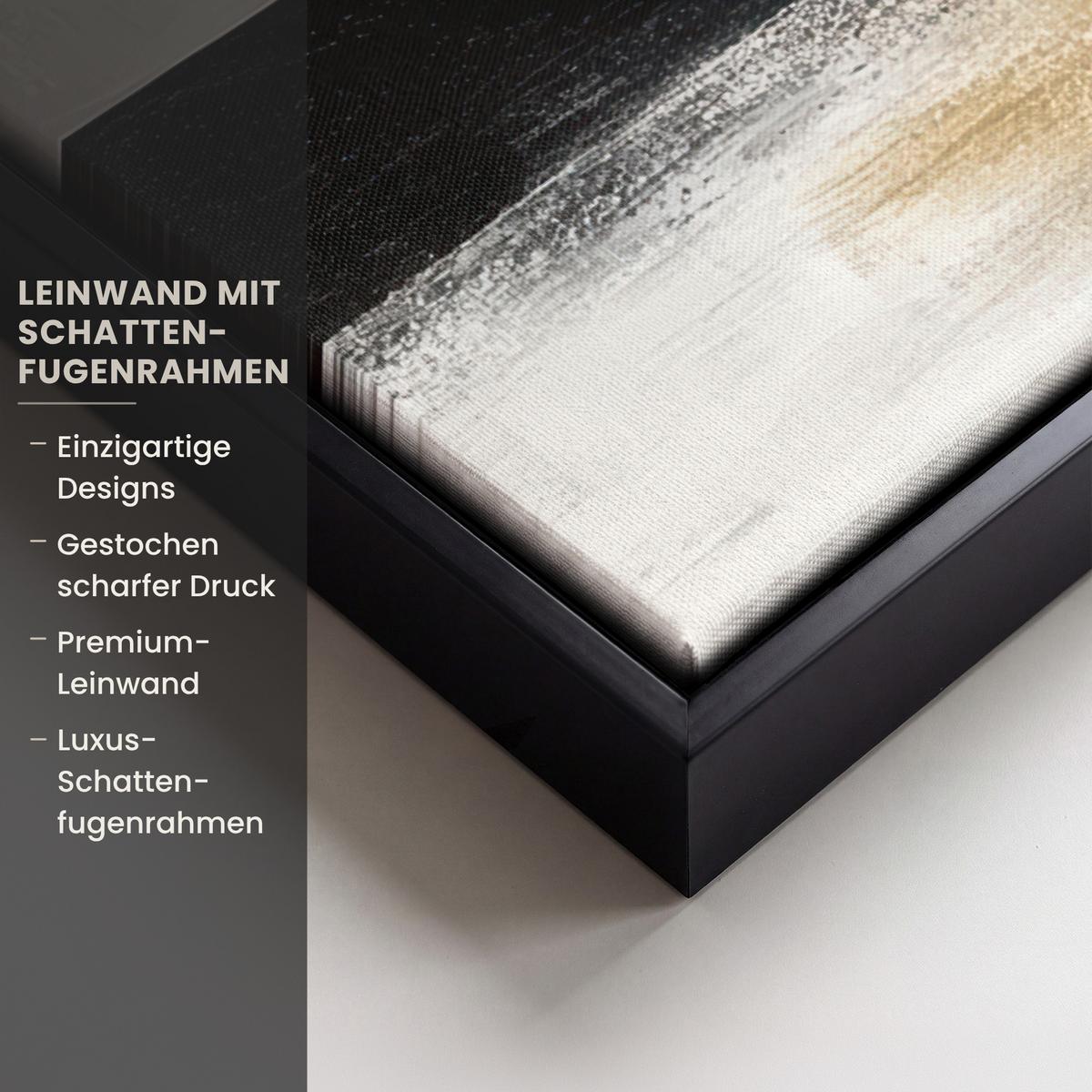 LEINWAND Bilder mit Rahmen - Abstrakt - Gold - Silber - Formen - Ästhetik - 80x60 - Multicolor, Textil (80/60cm) - MuchoWow