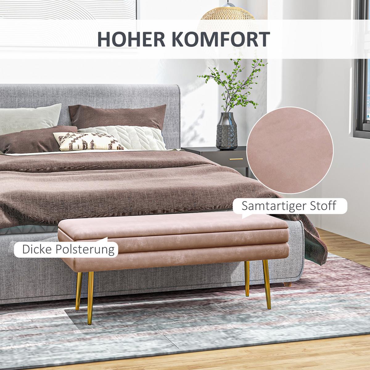 TRUHENBANK mit Stahlbeine, Rosa - Rosa, Kunststoff (37.5/42/100cm) - HOMCOM
