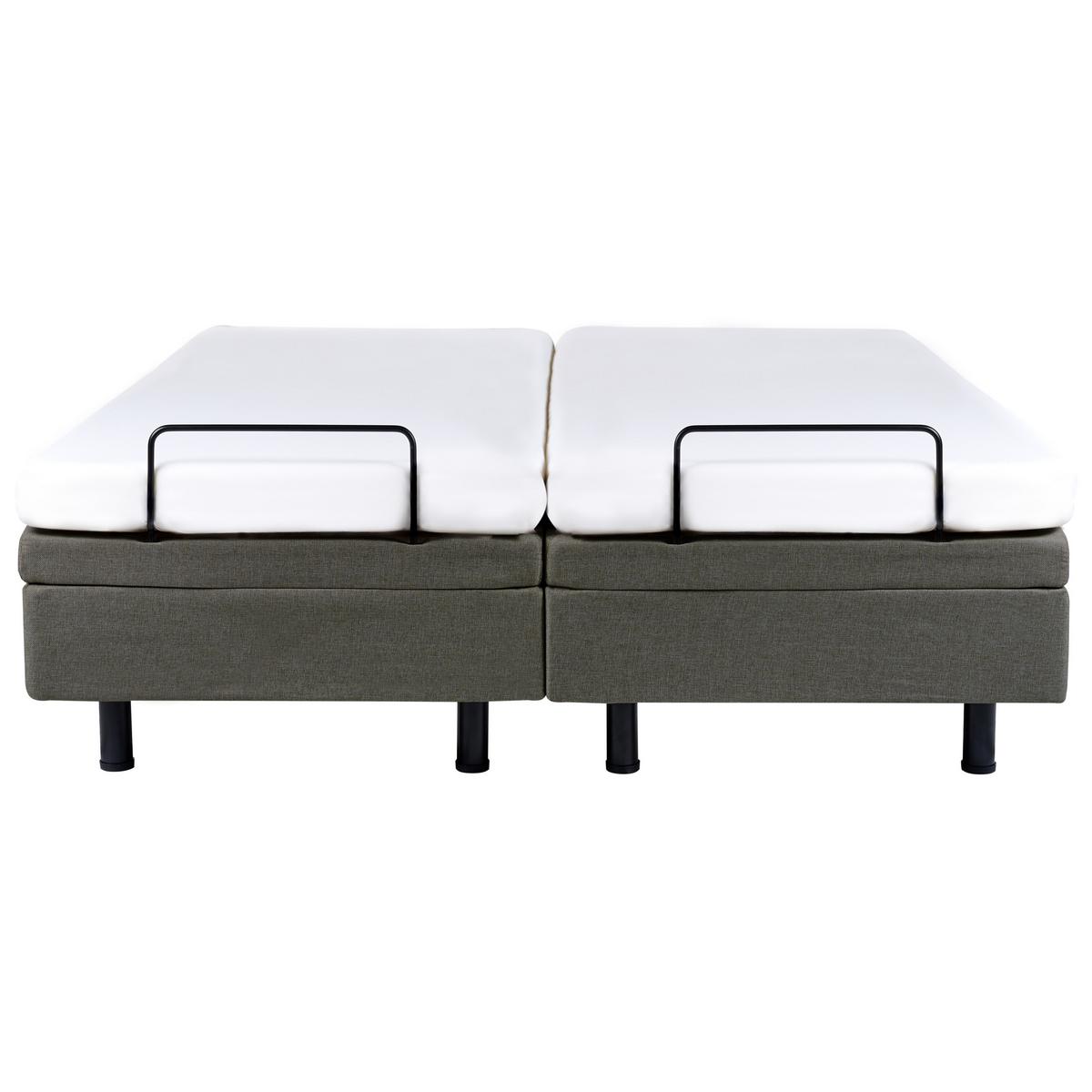 POLSTERBETT Verstellbar 160/200 cm Dunkelgrau Duke II - Dunkelgrau/Schwarz, Textil (160/200cm) - Beliani