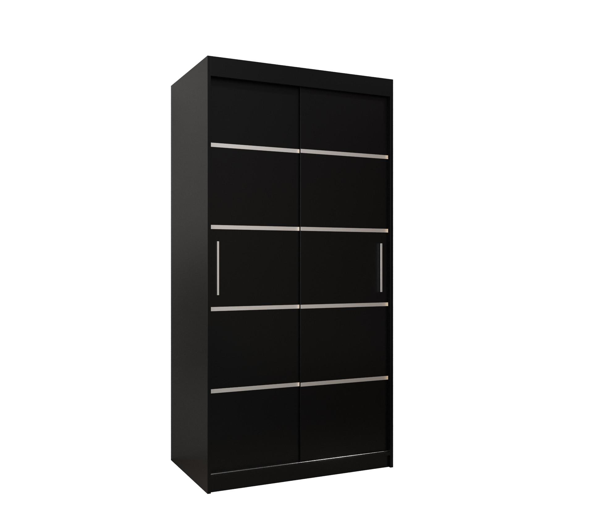 SCHWEBETÜRENSCHRANK 200/100/62 2-türig - Silberfarben/Schwarz, Holz/Kunststoff (100/200/62cm) - MÖBEL KRYSPOL