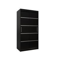SCHWEBETÜRENSCHRANK 200/100/62 2-türig - Silberfarben/Schwarz, Holz/Kunststoff (100/200/62cm) - MÖBEL KRYSPOL