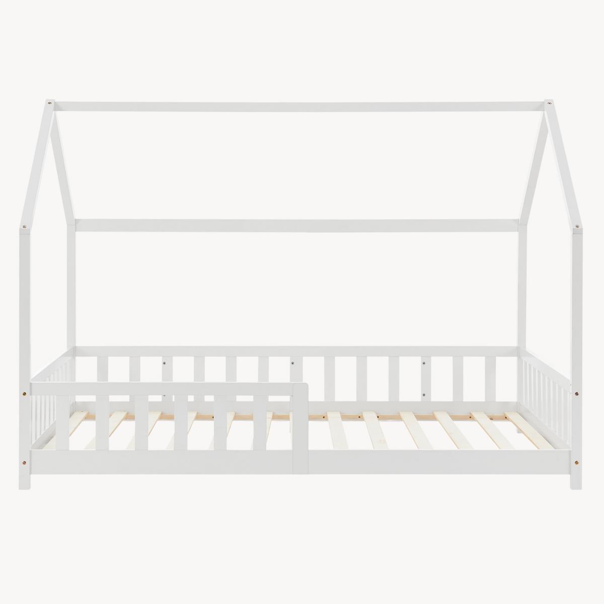 HAUSBETT Hesel - Weiß, Holz (90/200cm) - [en.casa]