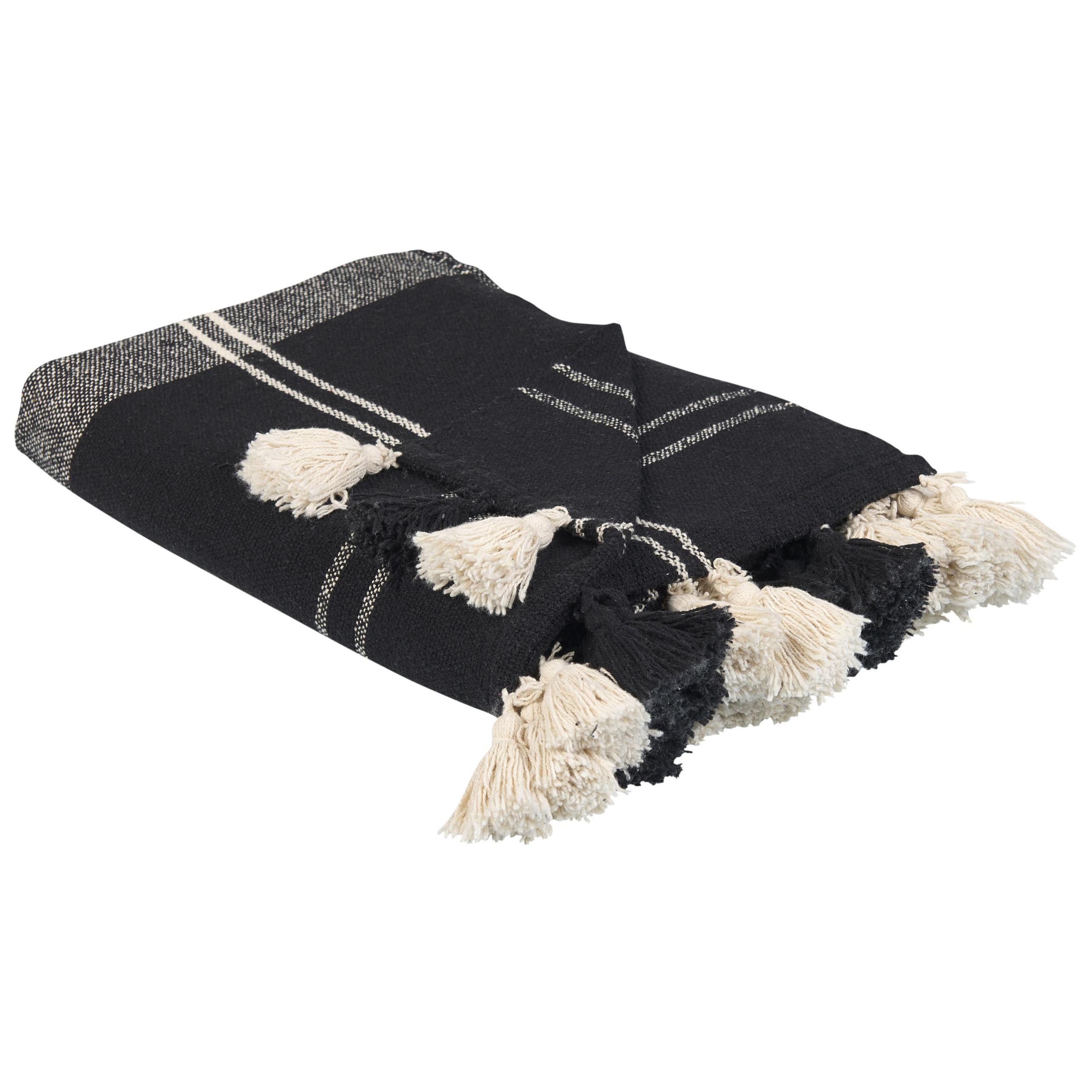 DECKE Schwarz Kulac 130/170 cm - Schwarz, Naturmaterialien/Textil (130/170cm) - Beliani