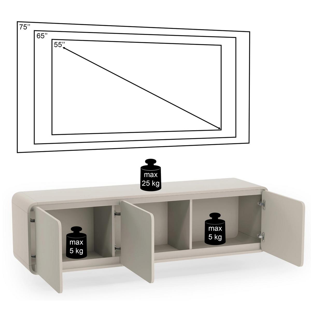 TV-LOWBOARD hängend Lummo 3-türig, Kaschmir, 156 cm - Kaschmir, Holzwerkstoff/Metall (156/42/39cm) - Selsey