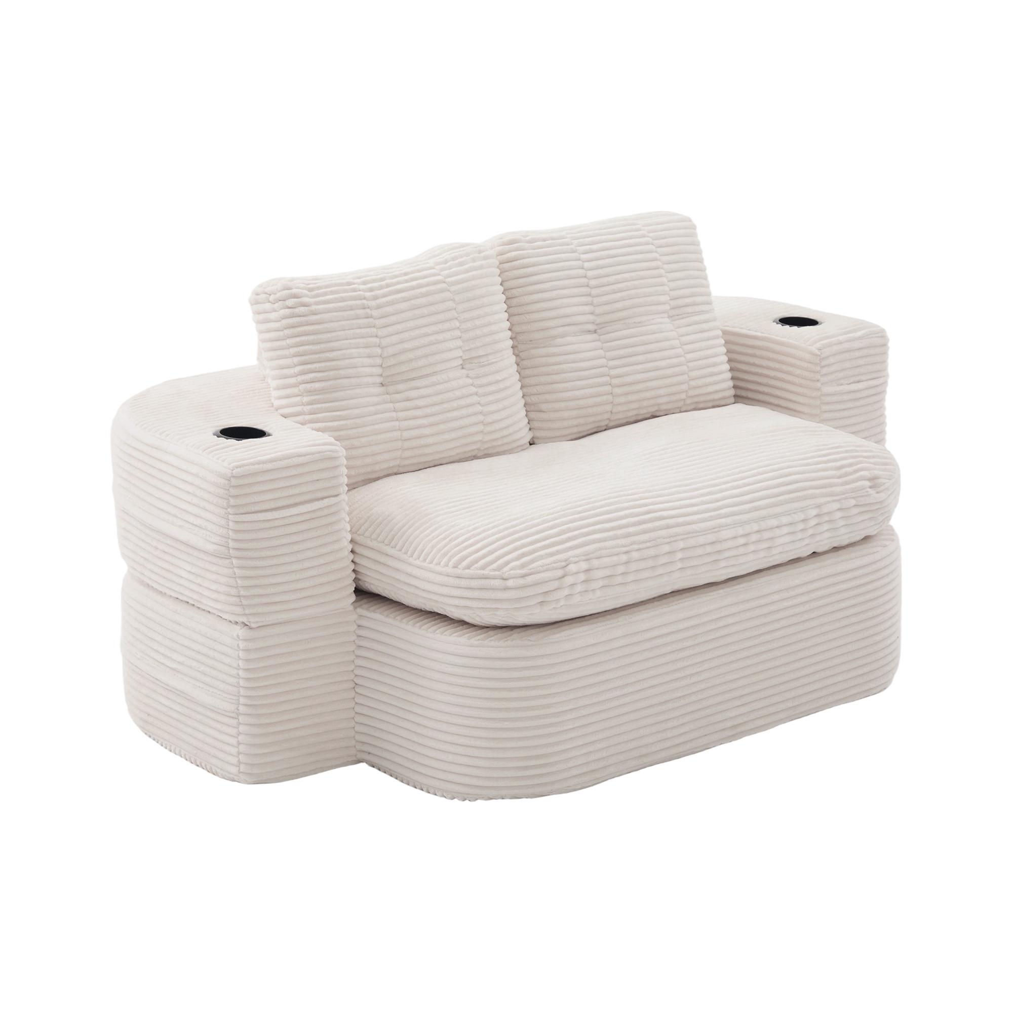 SCHLAFSOFA 2-in-1 Cordstoff Liegefunktion - Beige, Textil (165/61/97cm) - Urban Meuble