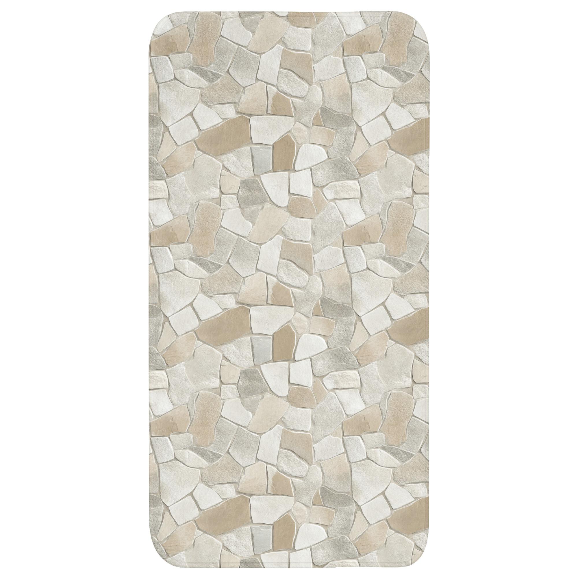 BADEMATTE Mosaik - Steine - Beige Badteppich 60x120 cm - Beige/Creme, Textil (60/120cm) - OnlyWow