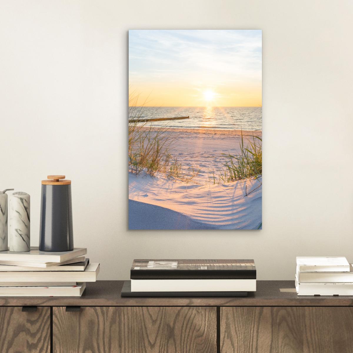 METALLBILD Strand - Sonne - Düne - Gras - Sand - Horizont 20x30 cm - Hellblau, Metall (20/30cm) - MuchoWow