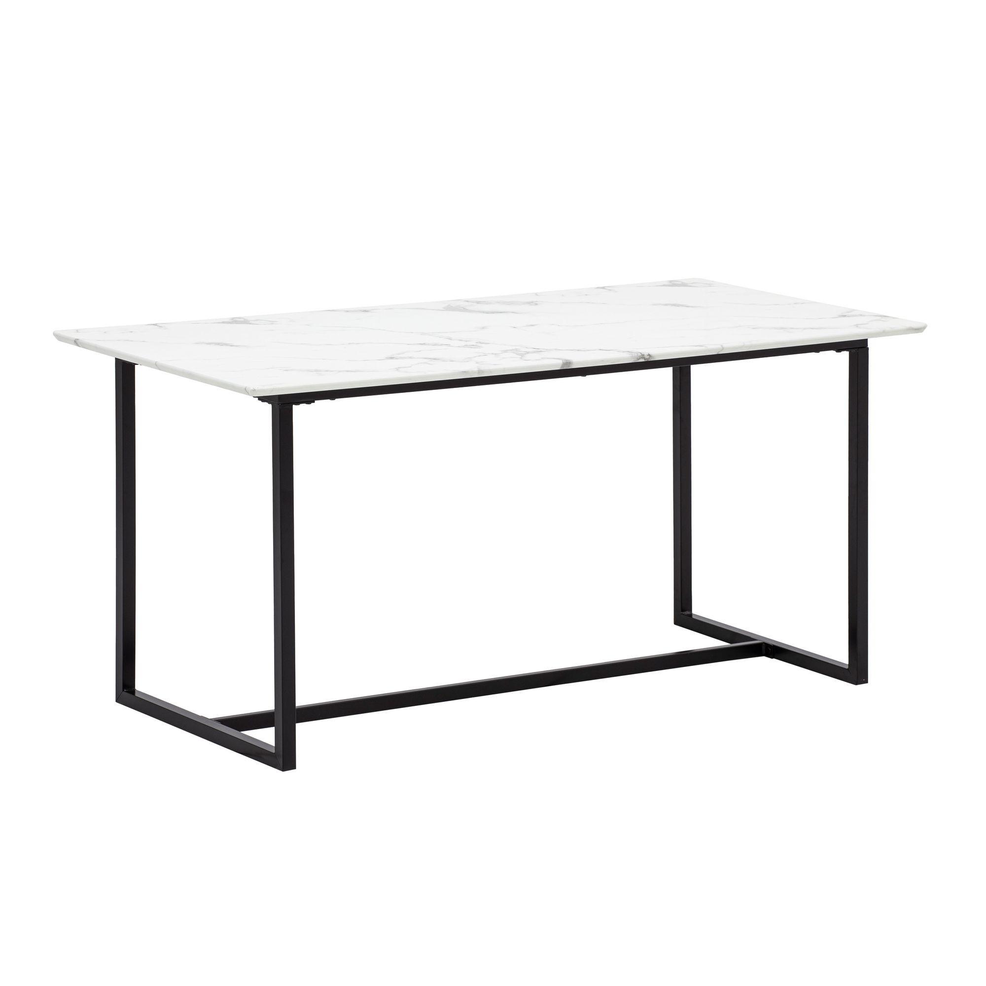 ESSTISCH Marmoroptik Metall Rechteckig Modern Klein, Weiß 180x90x76 cm - Schwarz/Weiß, Holzwerkstoff/Metall (90/180/76cm) - KADIMA DESIGN