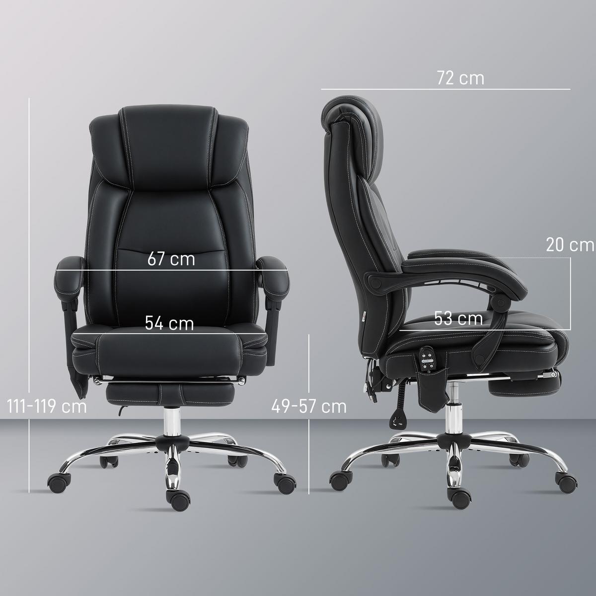 BÜROSTUHL Polyurethan Schwarz - Schwarz, Kunststoff/Metall (67/119/72cm) - HOMCOM