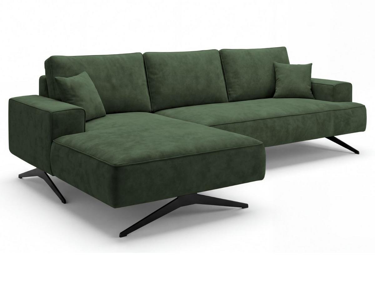 ECKSOFA Leto Grün Links - Schwarz/Grün, Holz/Textil (260/165cm) - Graingold
