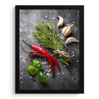 POSTER MIT RAHMEN Pfeffer - Kräuter - Gewürze - Beton Bilderrahmen 30x40 cm - Dunkelgrau, Papier (30/40cm) - MuchoWow