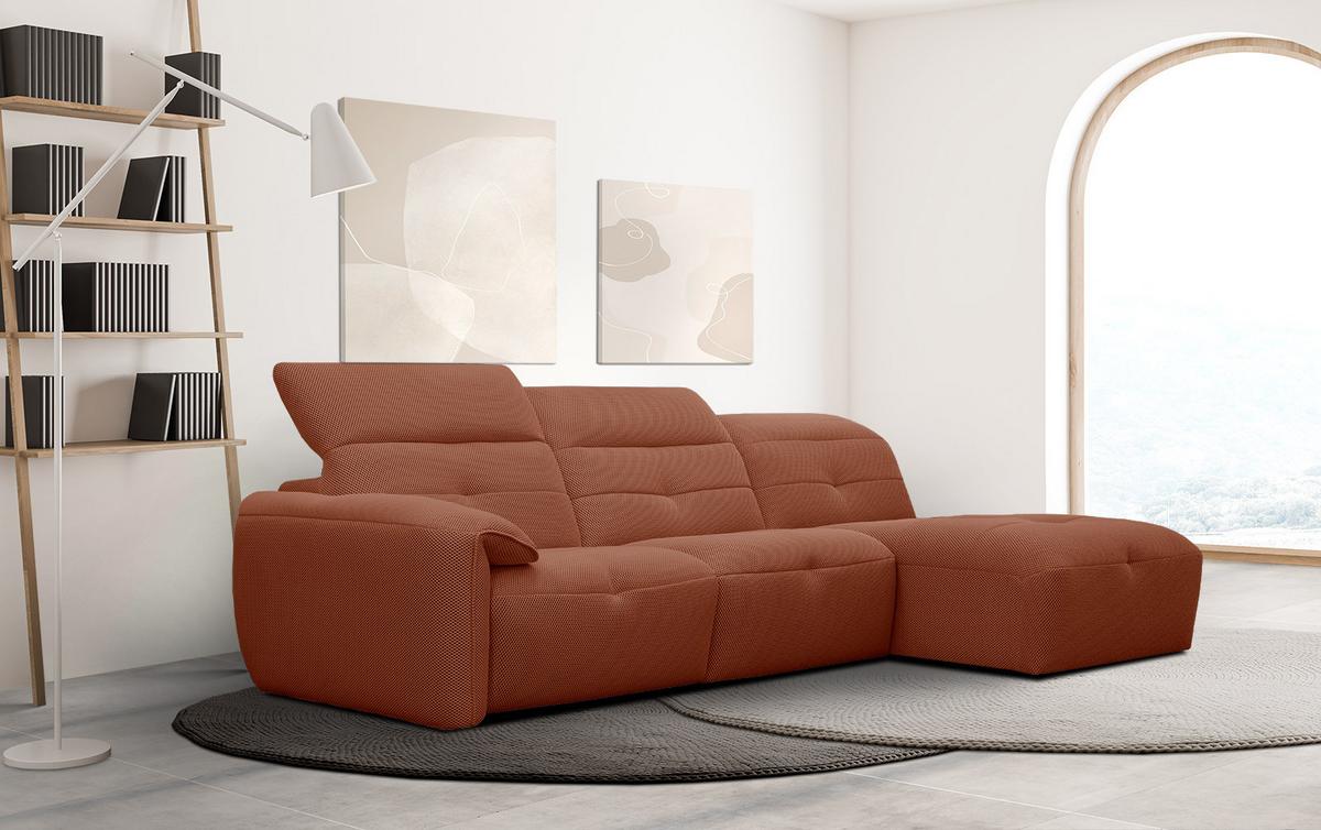 ECKSOFA TRENTO 4-Sitzer, dunkelorange - Dunkelorange/Schwarz, Holzwerkstoff/Kunststoff (262/165cm) - Wozimo