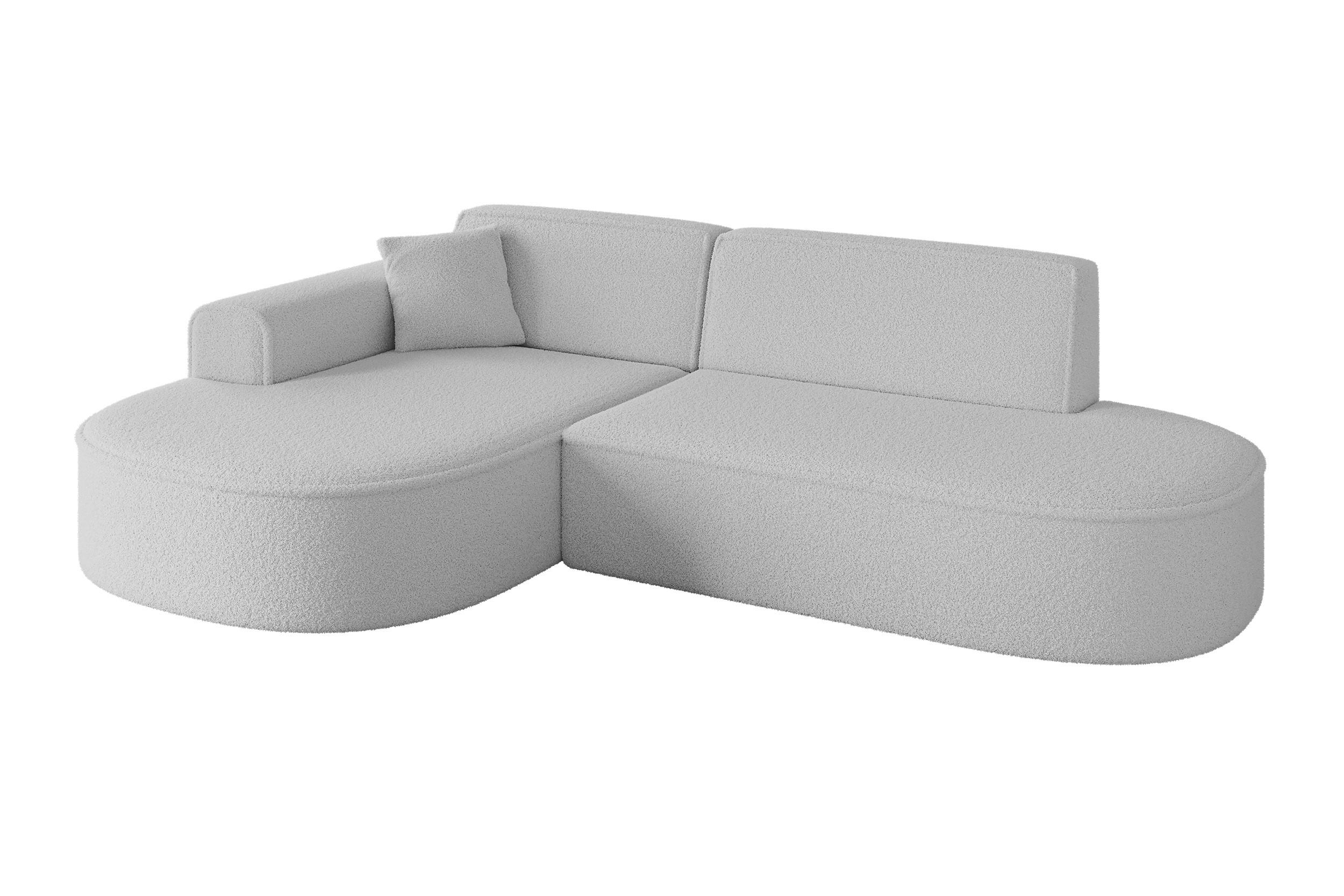 ECKSOFA Ottomane Links MARI-L1 - 243x171x79 cm Hellgrau Bouclé - Hellgrau/Schwarz, Holzwerkstoff/Kunststoff (163/234cm) - ALTDECOR