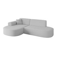 ECKSOFA Ottomane Links MARI-L1 - 243x171x79 cm Hellgrau Bouclé - Hellgrau/Schwarz, Holzwerkstoff/Kunststoff (163/234cm) - ALTDECOR