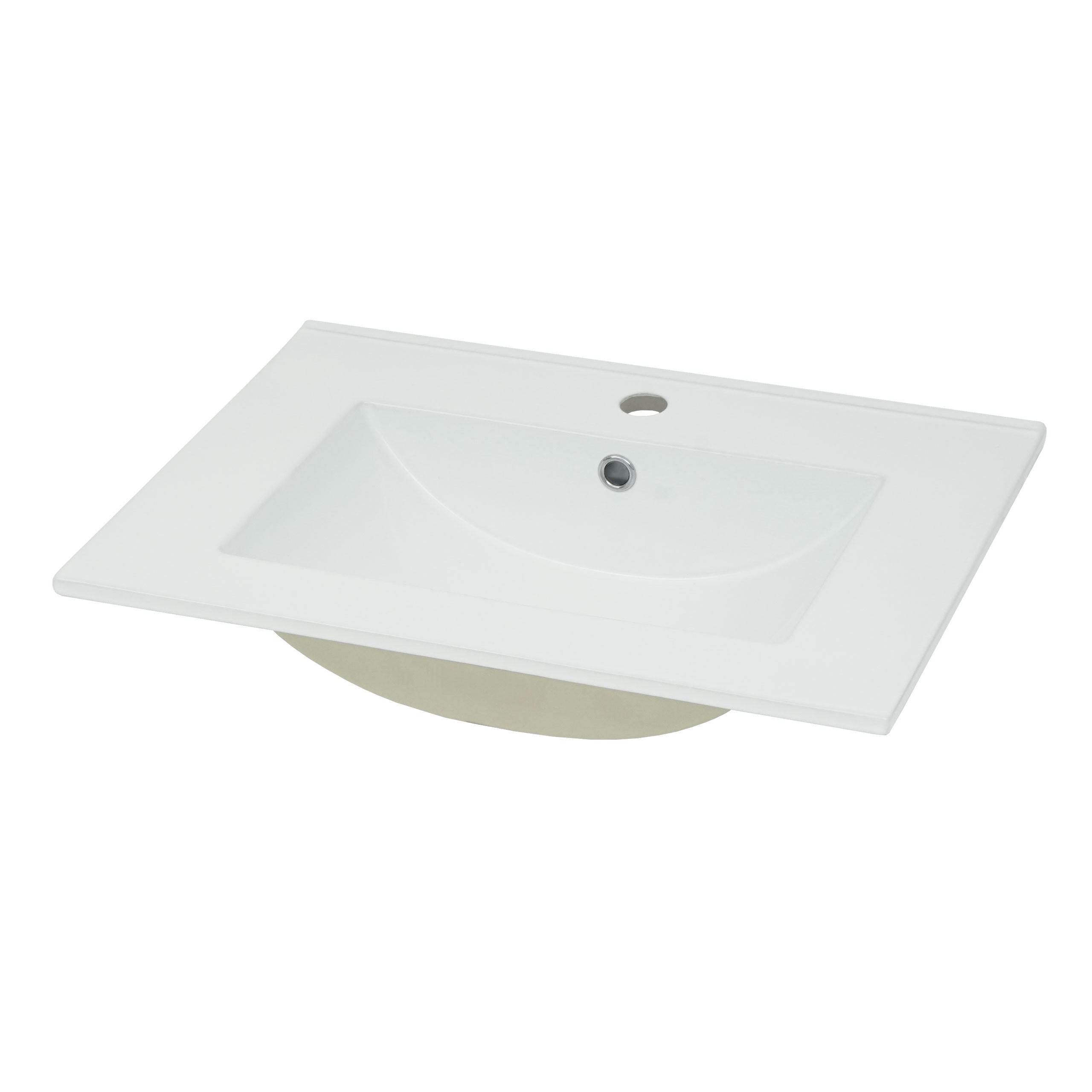 WASCHBECKEN eckig Weiß - Weiß, Keramik (61/17/47cm) - MCW