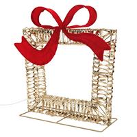 LED GESCHENKBOX WEIHNACHTEN mit Schleife Weihnachtsdeko mit Timer Außen Weihnachtsbeleuchtung 500 LEDs Warmweiß 58x63 cm - Goldfarben, Kunststoff (58/63/21.5cm) - ECD-Germany