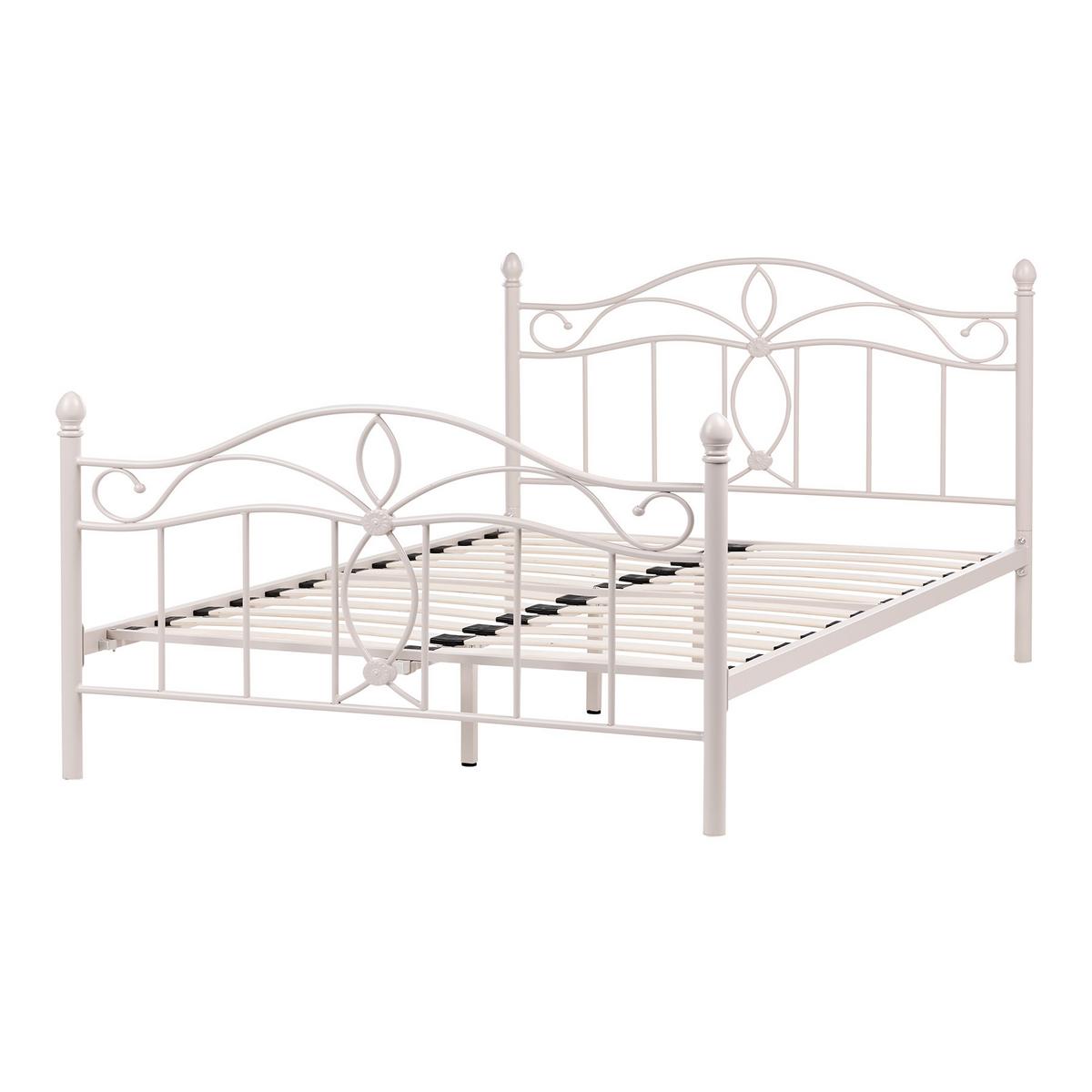BETT mit Lattenrost 120/200 Stahl Hellbeige Antlia - Beige, Metall (120/200cm) - Beliani