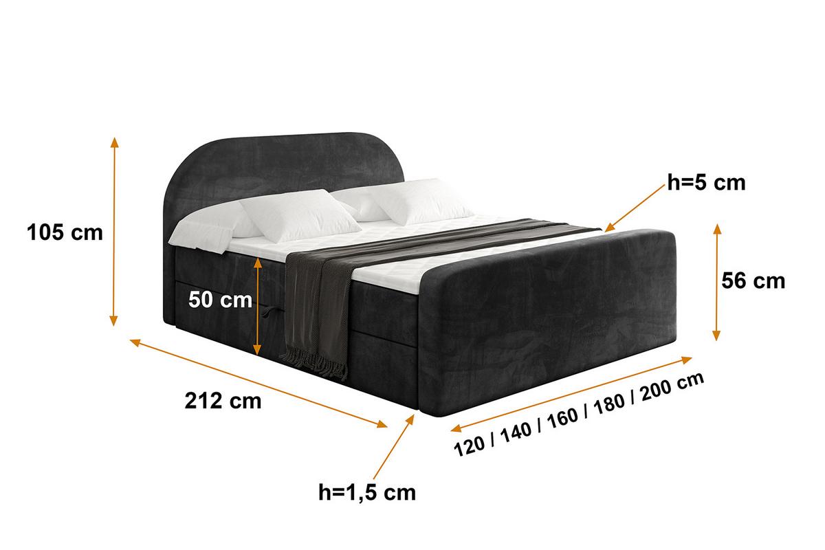BOXBETT mit Matratze H4 und Lattenrost - NOX-Z - 180x200 - Schwarz Casablanca - Schwarz, Holzwerkstoff (180/200cm) - ALTDECOR