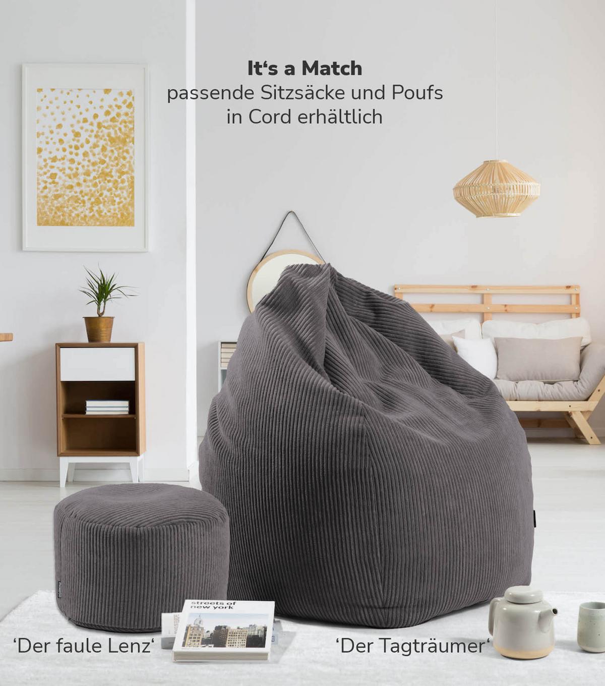 POUF Der Ruhestifter - Anthrazit, Textil (65/35/55cm) - Mokebo