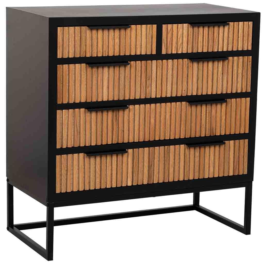 KOMMODE mit 4 schubladen aus holz und metall 80x39x81 cm - Braun, Holz (80/81/39cm) - Wanderlust