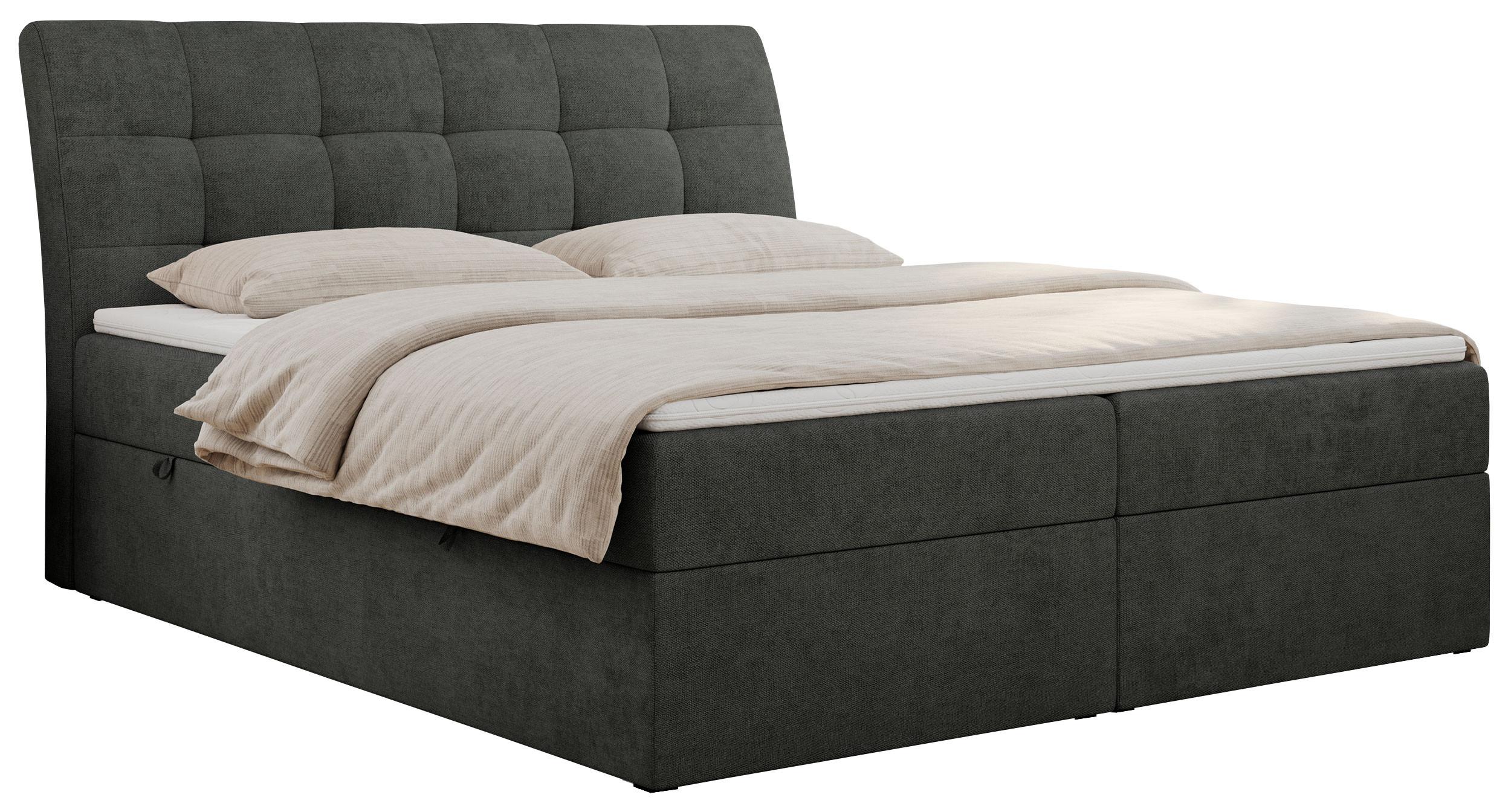BOXBETT DIEGOS 160/200 Dunkelgrau Struktur - H4 - Dunkelgrau, Holz/Textil (160/200cm) - MKS