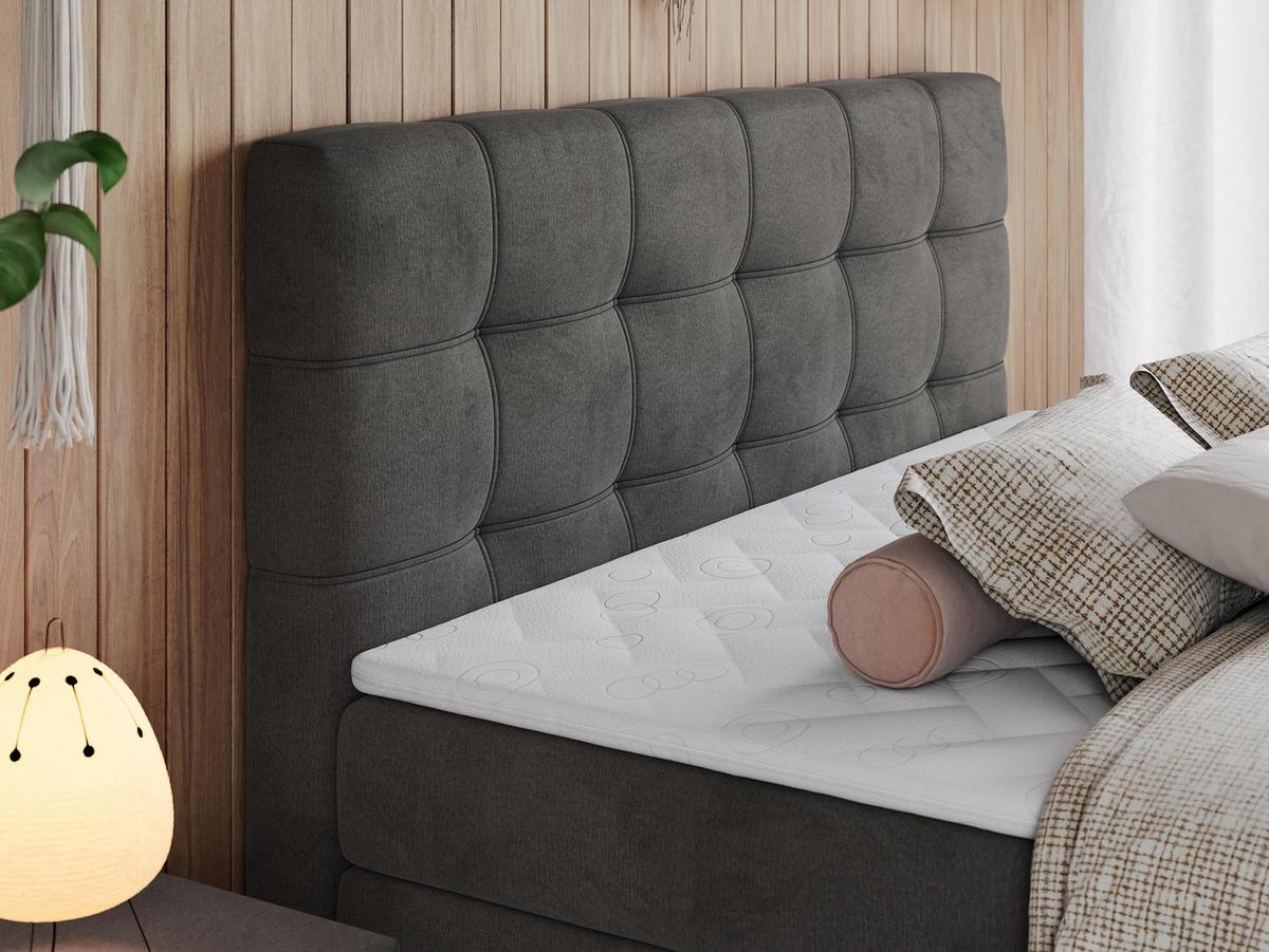 BOXSPRINGBETT ERNI KING 140/200 Dunkelgrau Velvet - H4 - Dunkelgrau, Holz/Textil (140/200cm) - MKS