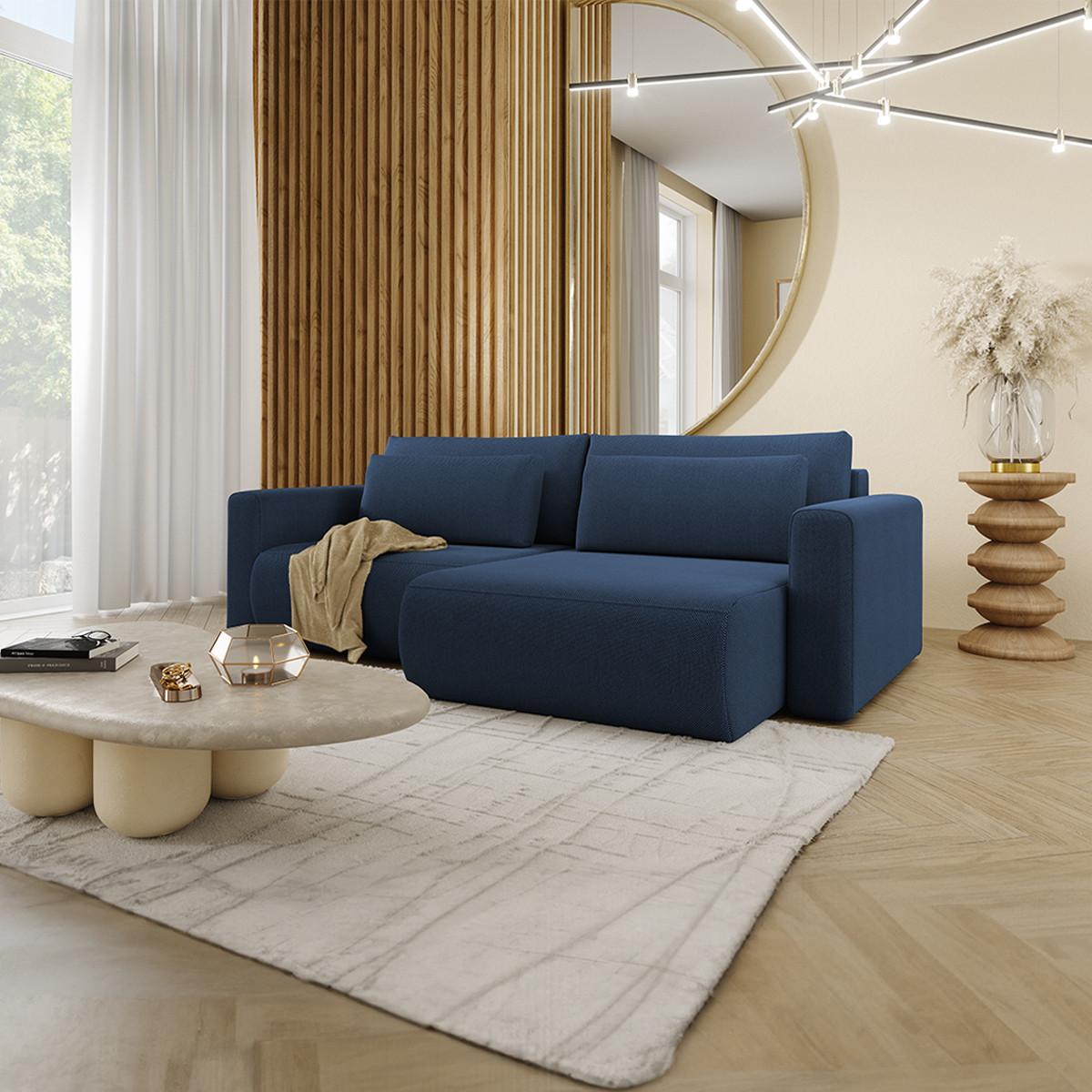 ECKSOFA Evy 3 Sitzplätze Blau - Blau, Holz (240/149cm) - Petits-meubles