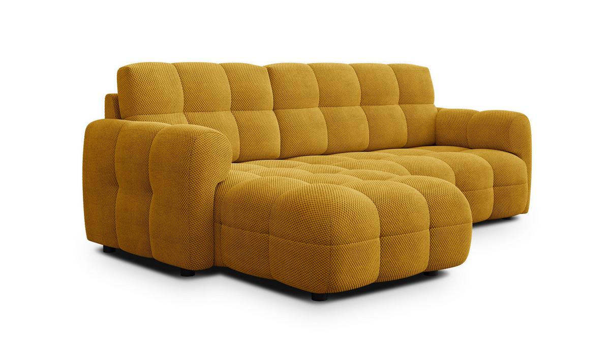 ECKSOFA MELLOW 3-Sitzer, safran - Gelb/Schwarz, Holz/Textil (232/156cm) - Wozimo