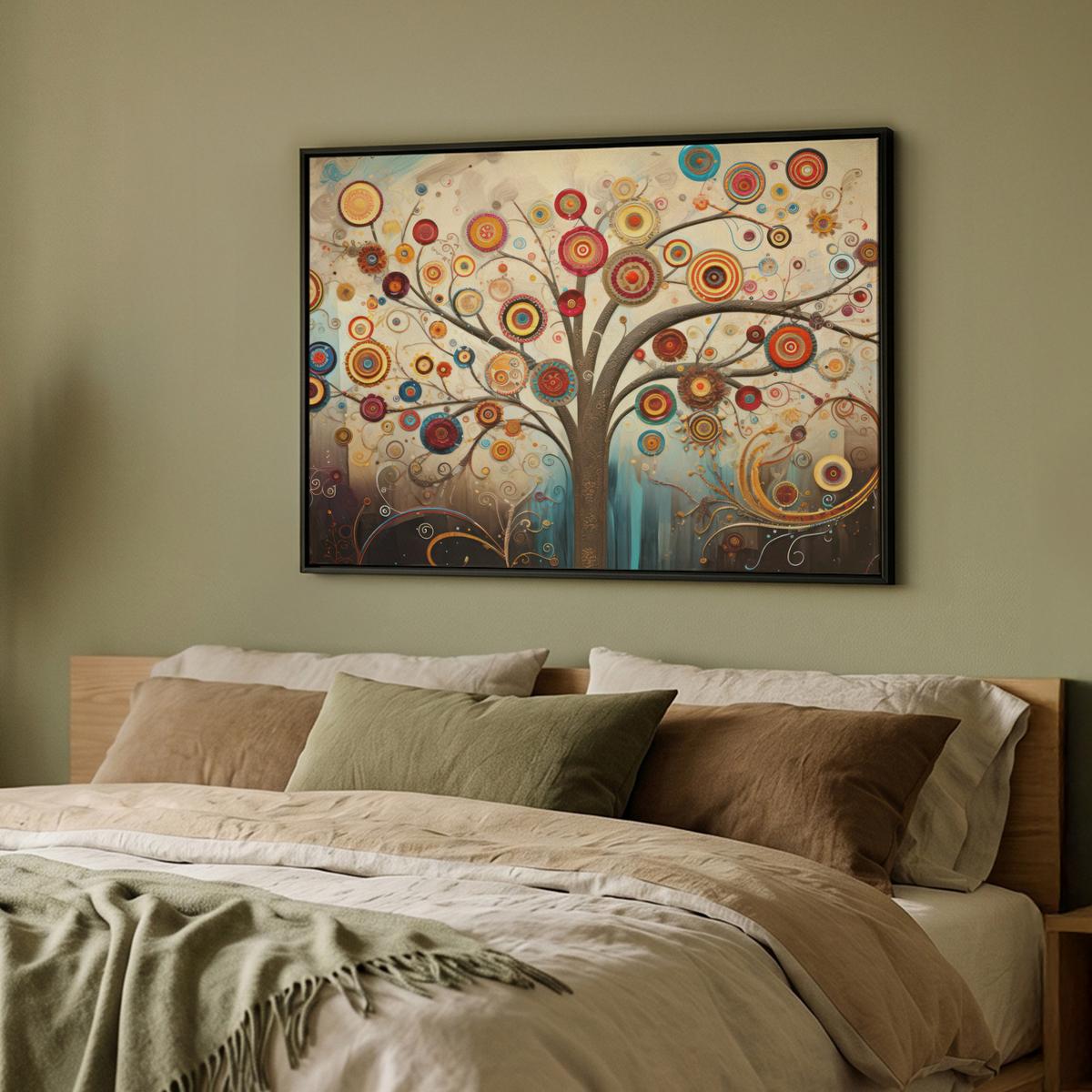 LEINWAND Bilder mit Rahmen - Baum - Baum des Lebens - Farbe - 100x70 - Braun, Textil (100/70cm) - MuchoWow