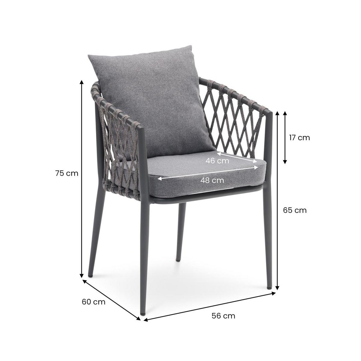 GARTENMÖBEL SET SUNNY 9er Set grau, schwarz - Grau, Metall - IDIMEX