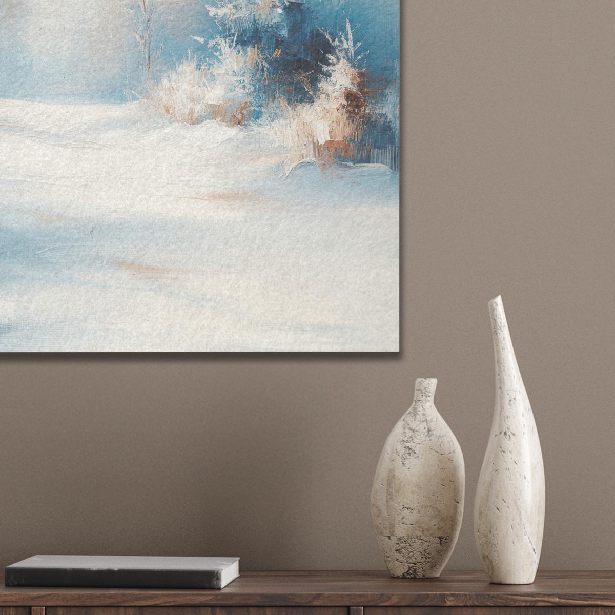 AKUSTIKBILD Wald - Winter - Natur - Abstrakt - Schnee Wandbilder 60x60 cm - Weiß, Kunststoff (60/60/0.9cm) - MuchoWow